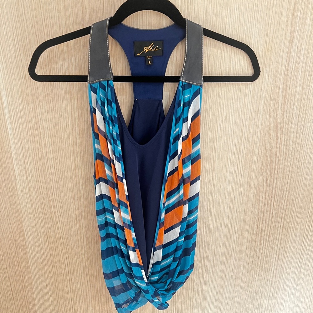 Akiko Blue and Orange Striped Tank Top